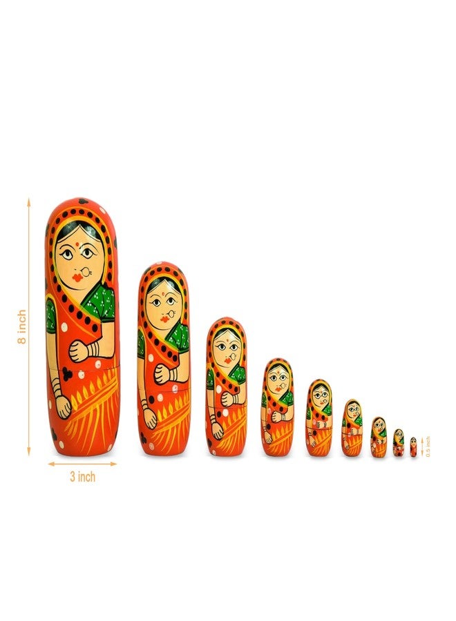 Toolart Set of 5 Wooden Russian Nesting Dolls - Matryoshka Stacking Nested Wood Dolls (Red9) - Image 3